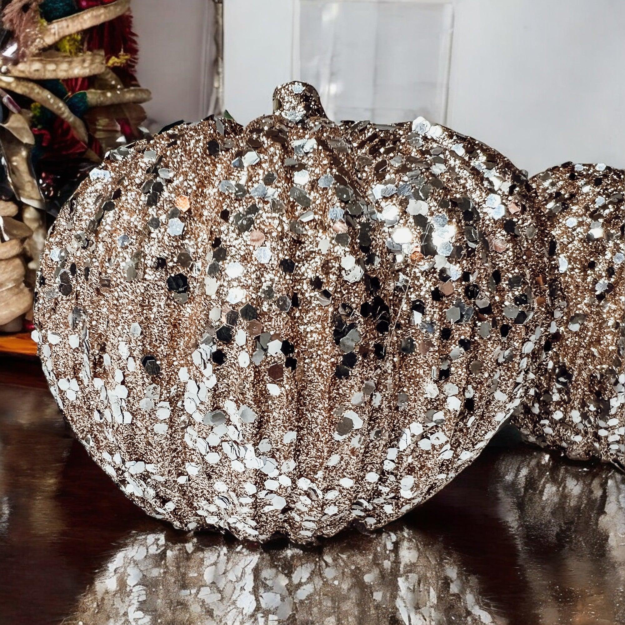 Glitter Sequin Pumpkin 4" Gia Roma