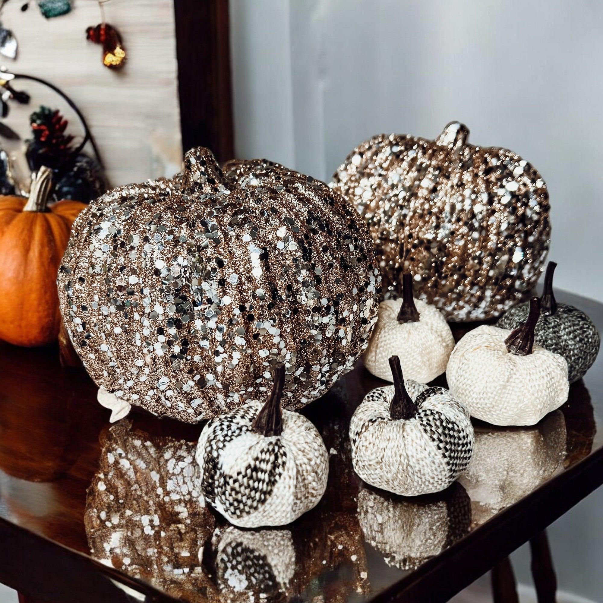 Glitter Sequin Pumpkin 4" Gia Roma
