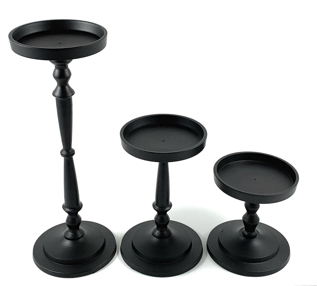 Pillar Candle Holder Set of 3 Black Vibhsa