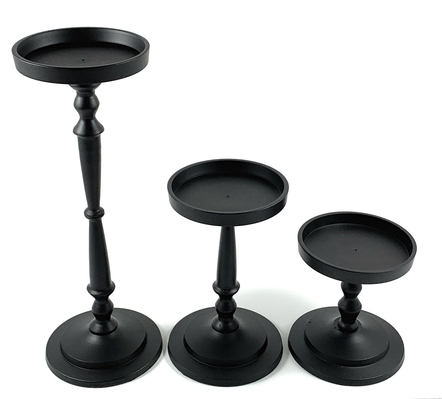 Pillar Candle Holder Set of 3 Black Vibhsa