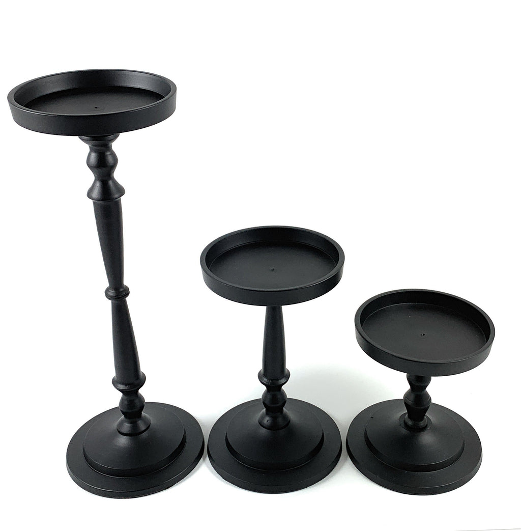 Pillar Candle Holder Set of 3 Black Vibhsa