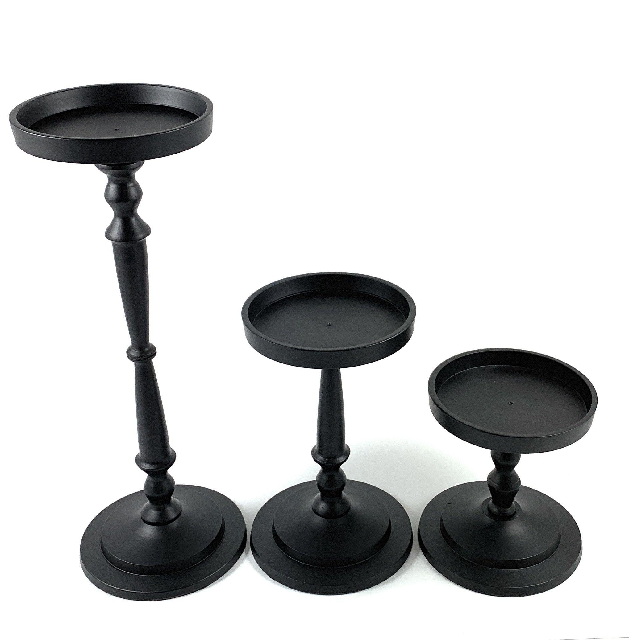 Pillar Candle Holder Set of 3 Black Vibhsa