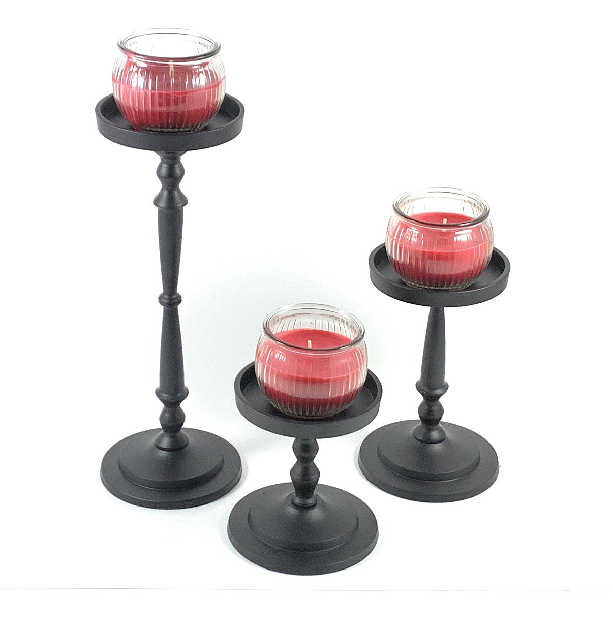 Pillar Candle Holder Set of 3 Black Vibhsa