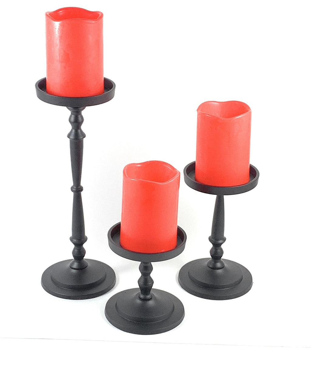 Pillar Candle Holder Set of 3 Black Vibhsa