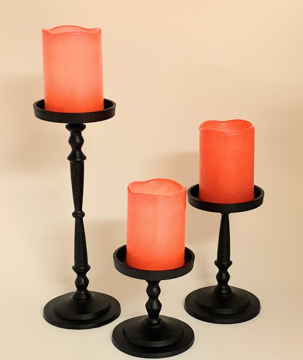 Pillar Candle Holder Set of 3 Black Vibhsa