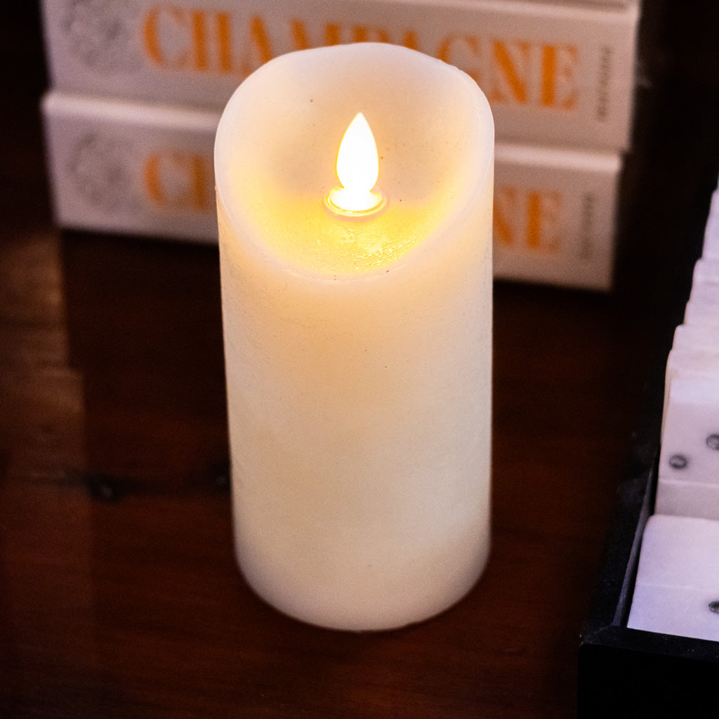 Flameless Flickering Candle with Timer Ivory Small Branches Designs
