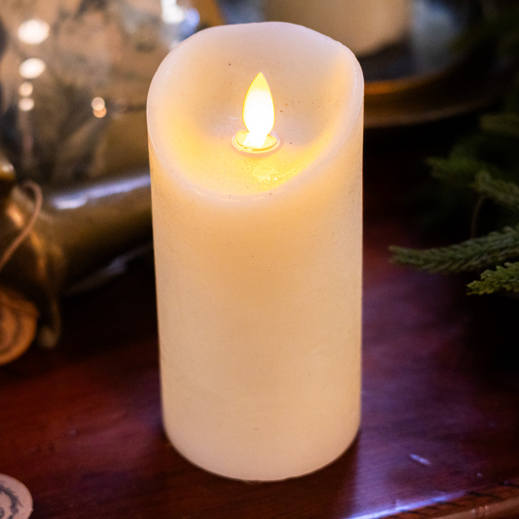 Flameless Flickering Candle with Timer Ivory Small Branches Designs
