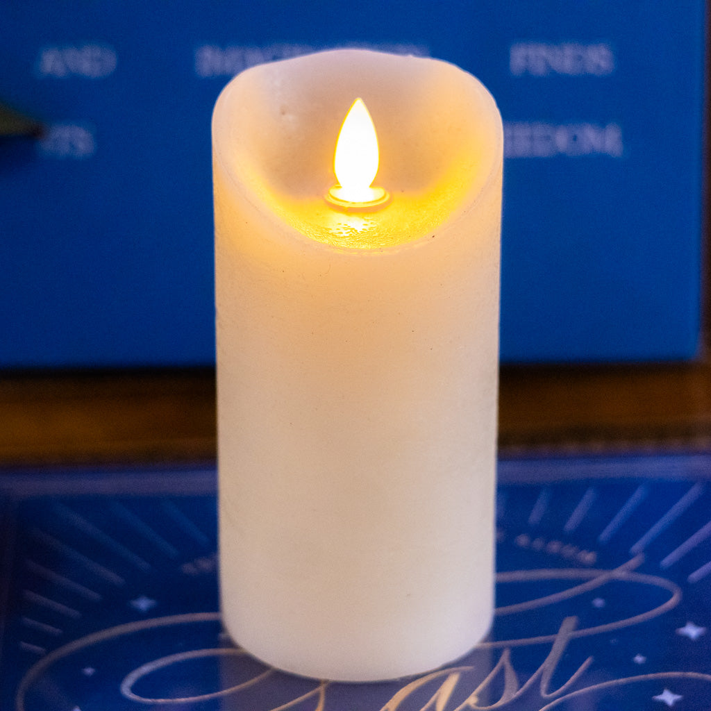 Flameless Flickering Candle with Timer Ivory Small Branches Designs