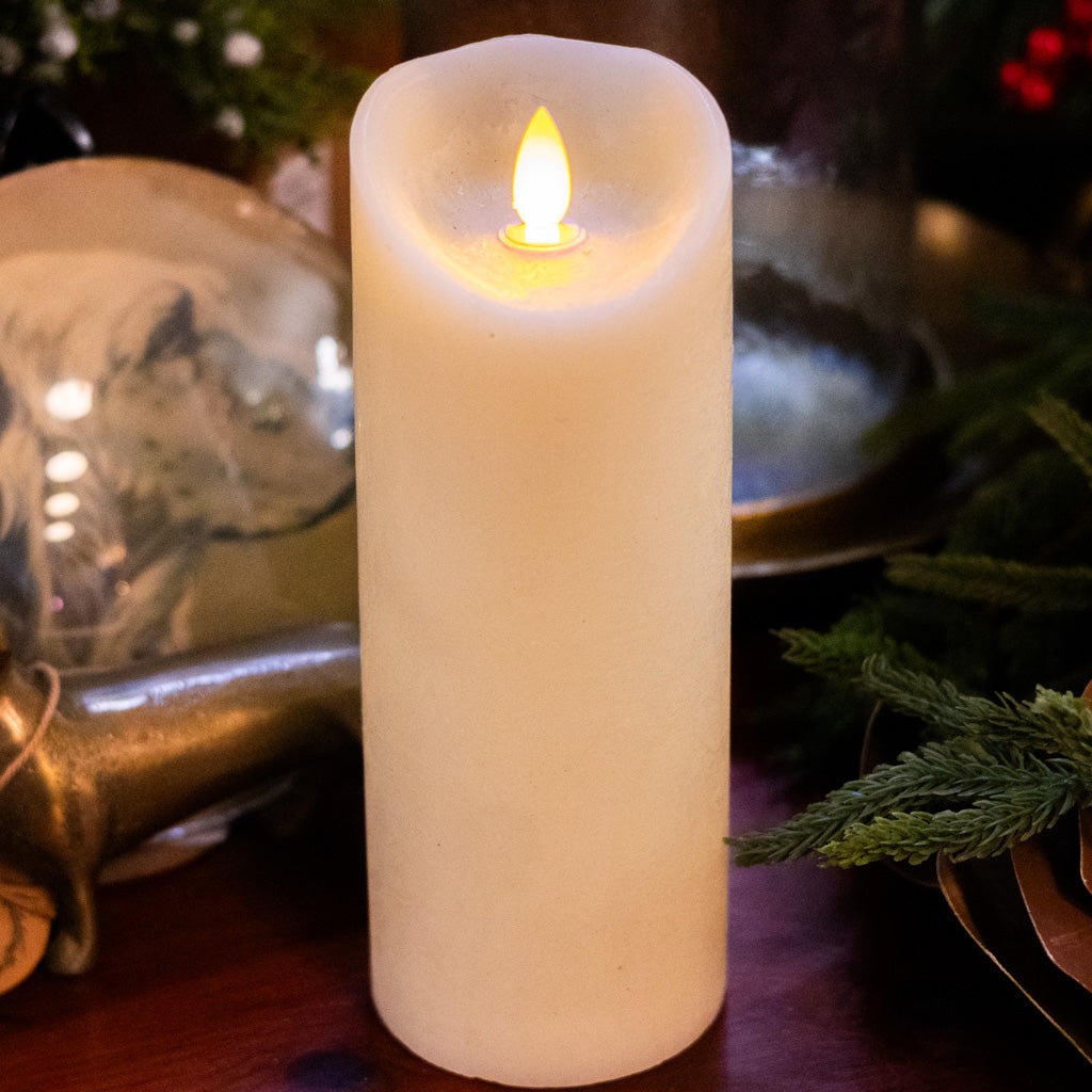 Flameless Flickering Candle with Timer Ivory Slim Branches Designs