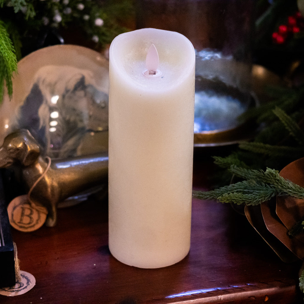 Flameless Flickering Candle with Timer Ivory Slim Branches Designs
