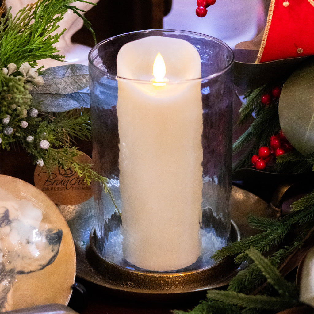 Flameless Flickering Candle with Timer Ivory Slim Branches Designs
