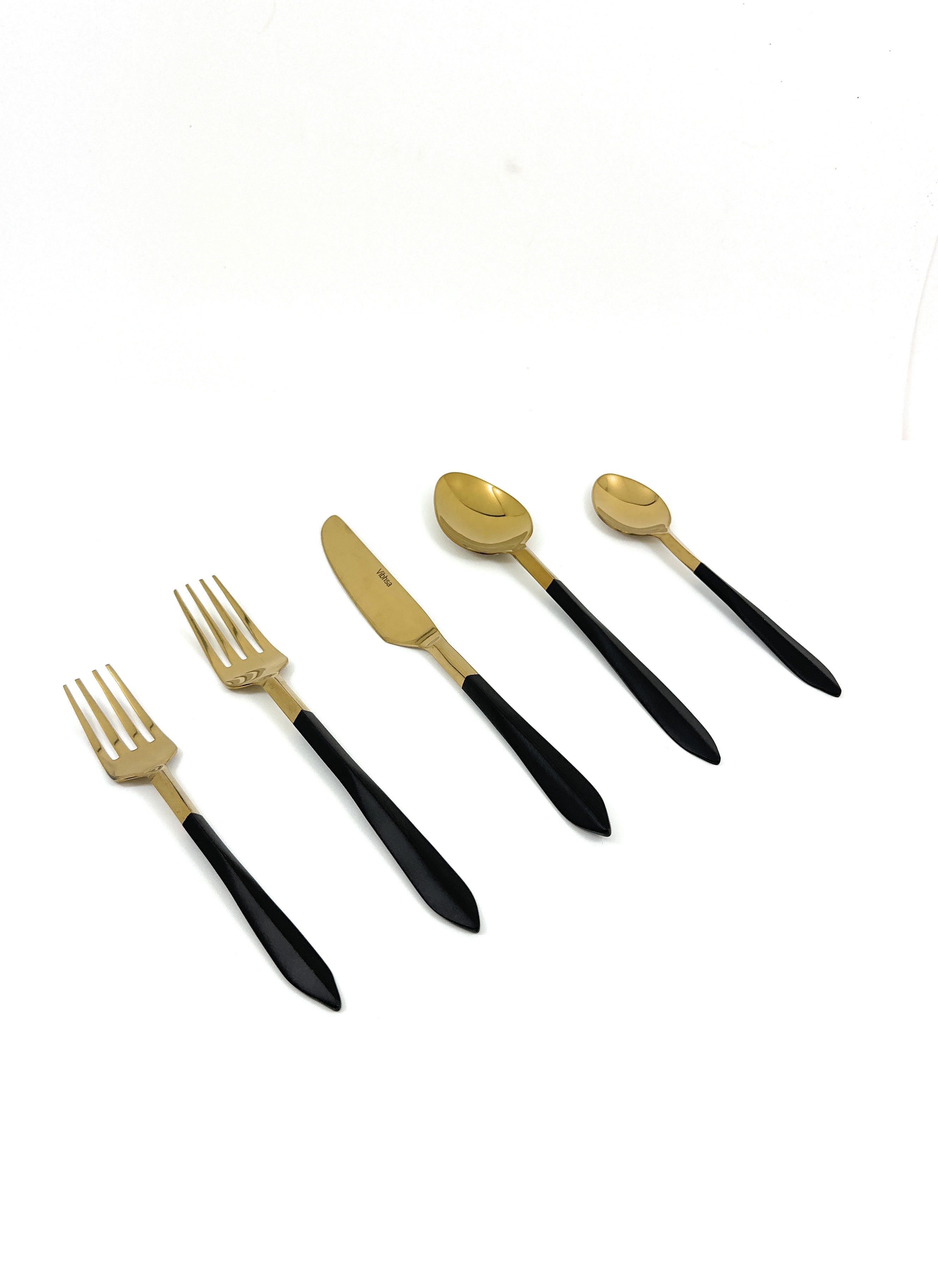 Stainless Steel Mette Black and Golden Flatware set of 20 Vibhsa