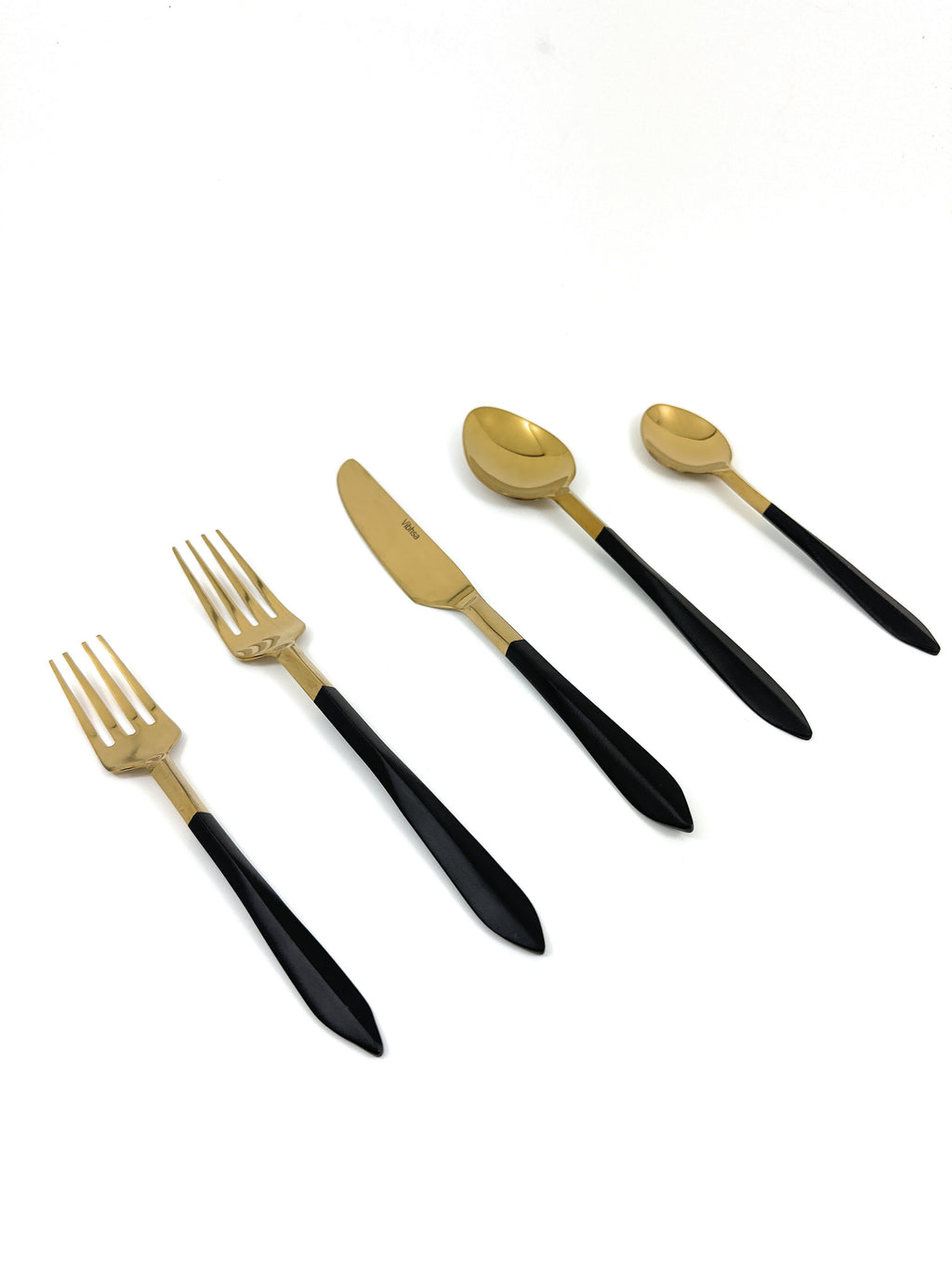 Stainless Steel Mette Black and Golden Flatware set of 20 Vibhsa