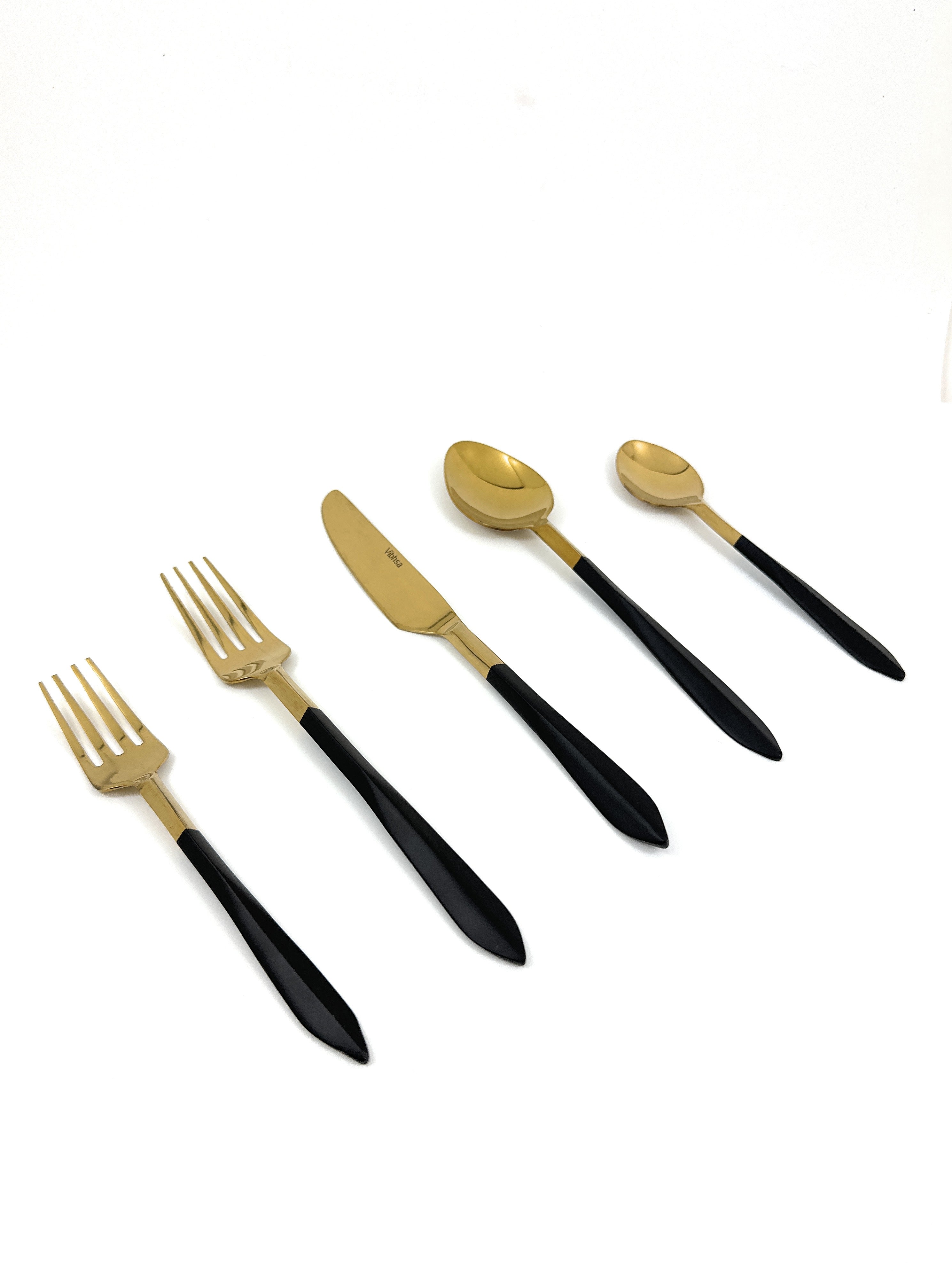 Stainless Steel Mette Black and Golden Flatware set of 20 Vibhsa