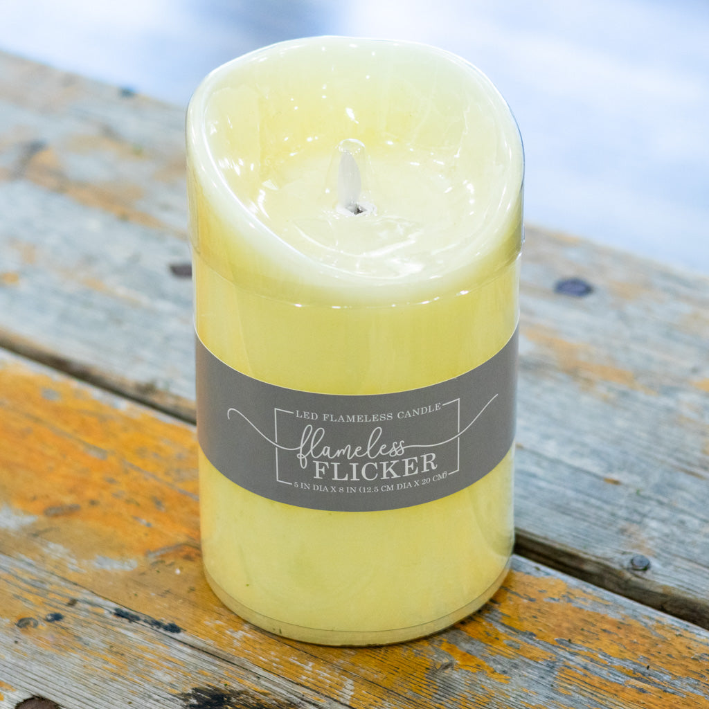Flameless Flickering Candle with Timer Ivory Chunky Branches Designs