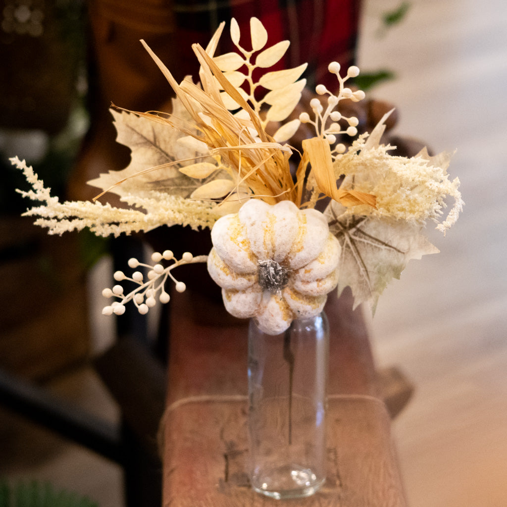 Washed Pumpkin Maple Leaf and Seed Gold Beige Pick Branches Designs