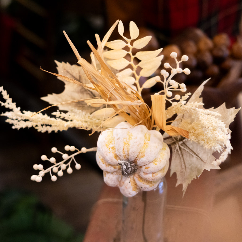 Washed Pumpkin Maple Leaf and Seed Gold Beige Pick Branches Designs