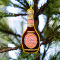 Burgundy Velvet Champagne Bottle Ornament Branches Designs