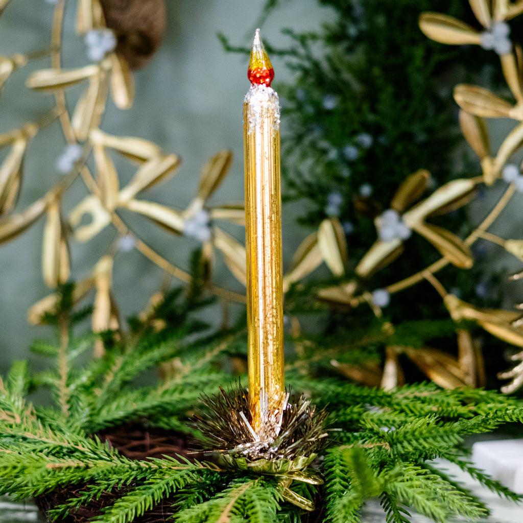 Gold Mercury Glass Candle Ornament Branches Designs