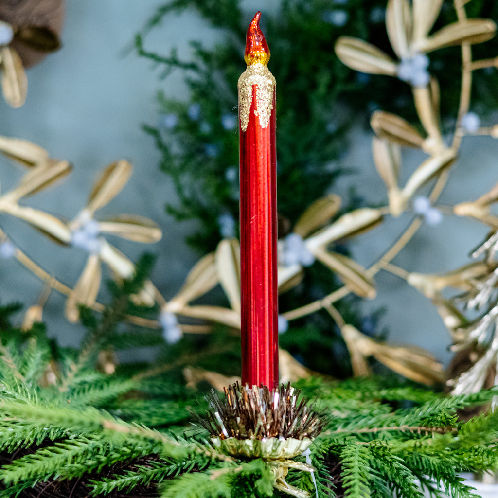 Red Mercury Glass Candle Ornament Branches Designs