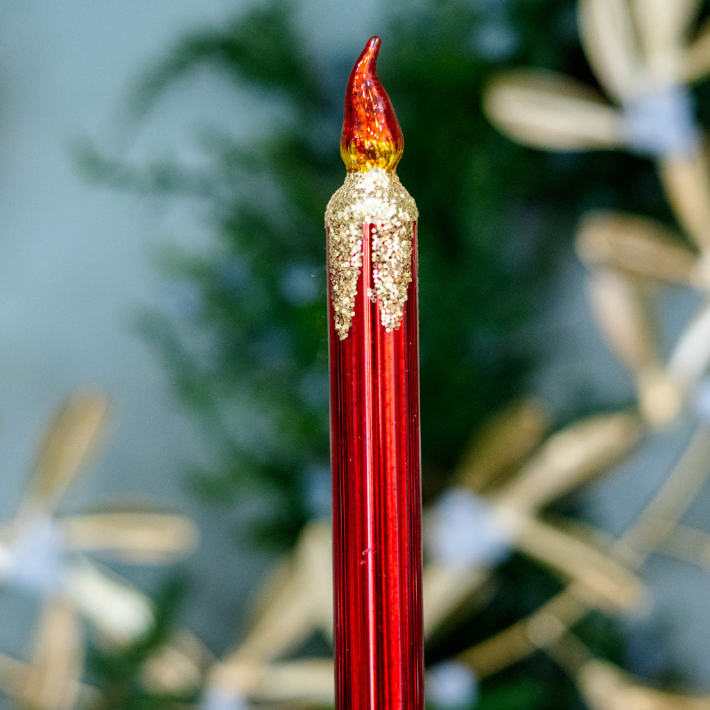 Red Mercury Glass Candle Ornament Branches Designs