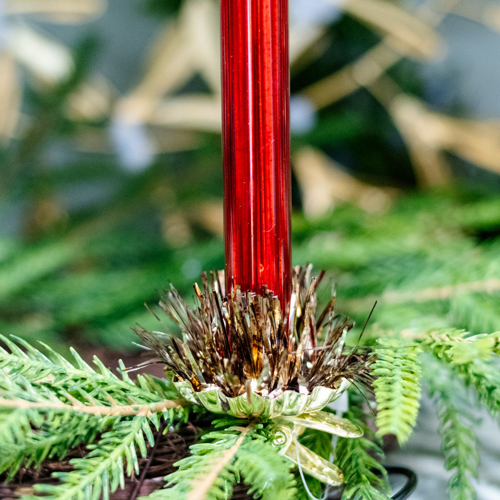 Red Mercury Glass Candle Ornament Branches Designs