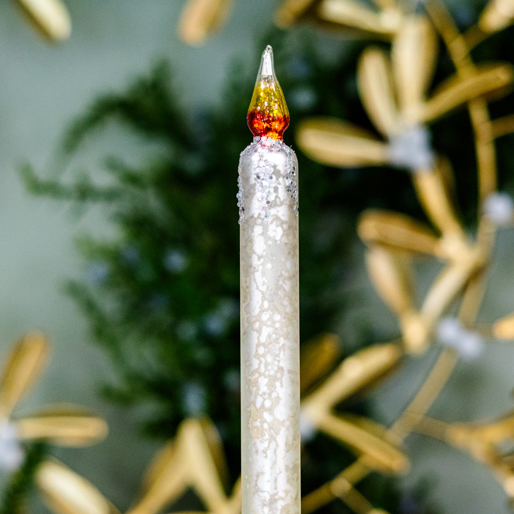 Silver Mercury Glass Candle Ornament Branches Designs