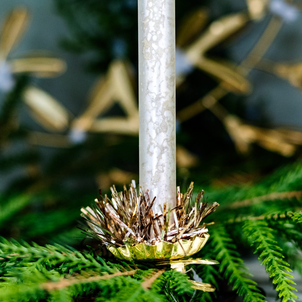 Silver Mercury Glass Candle Ornament Branches Designs