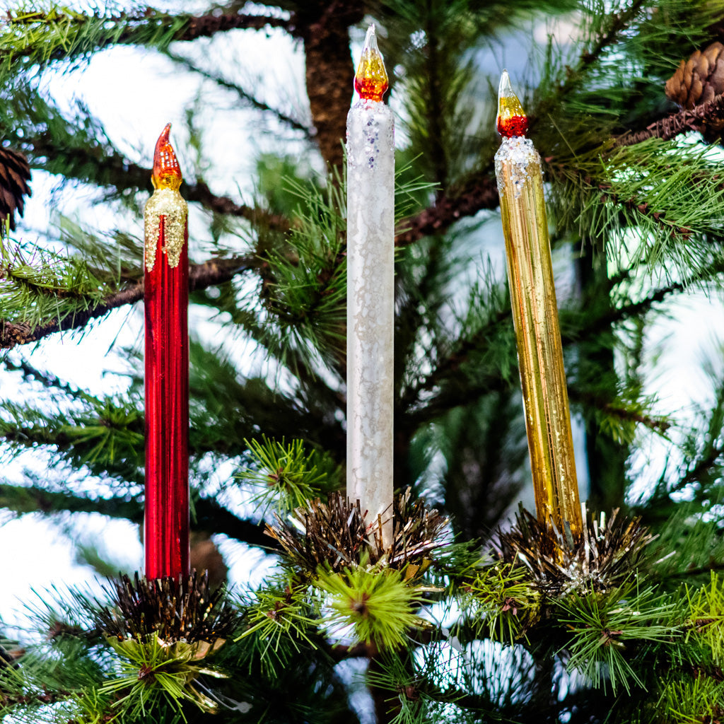 Gold Mercury Glass Candle Ornament Branches Designs