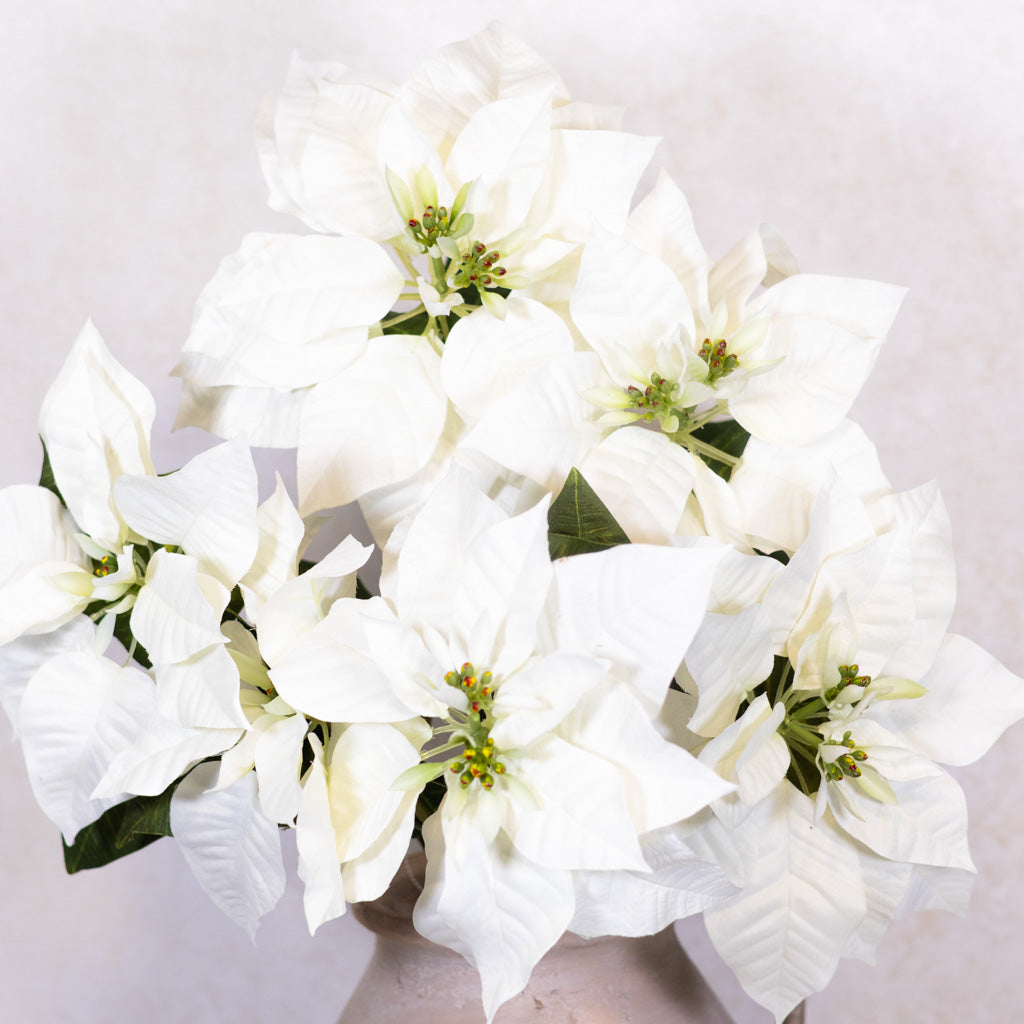 White Poinsettia Bush Weather Resistant Branches Designs