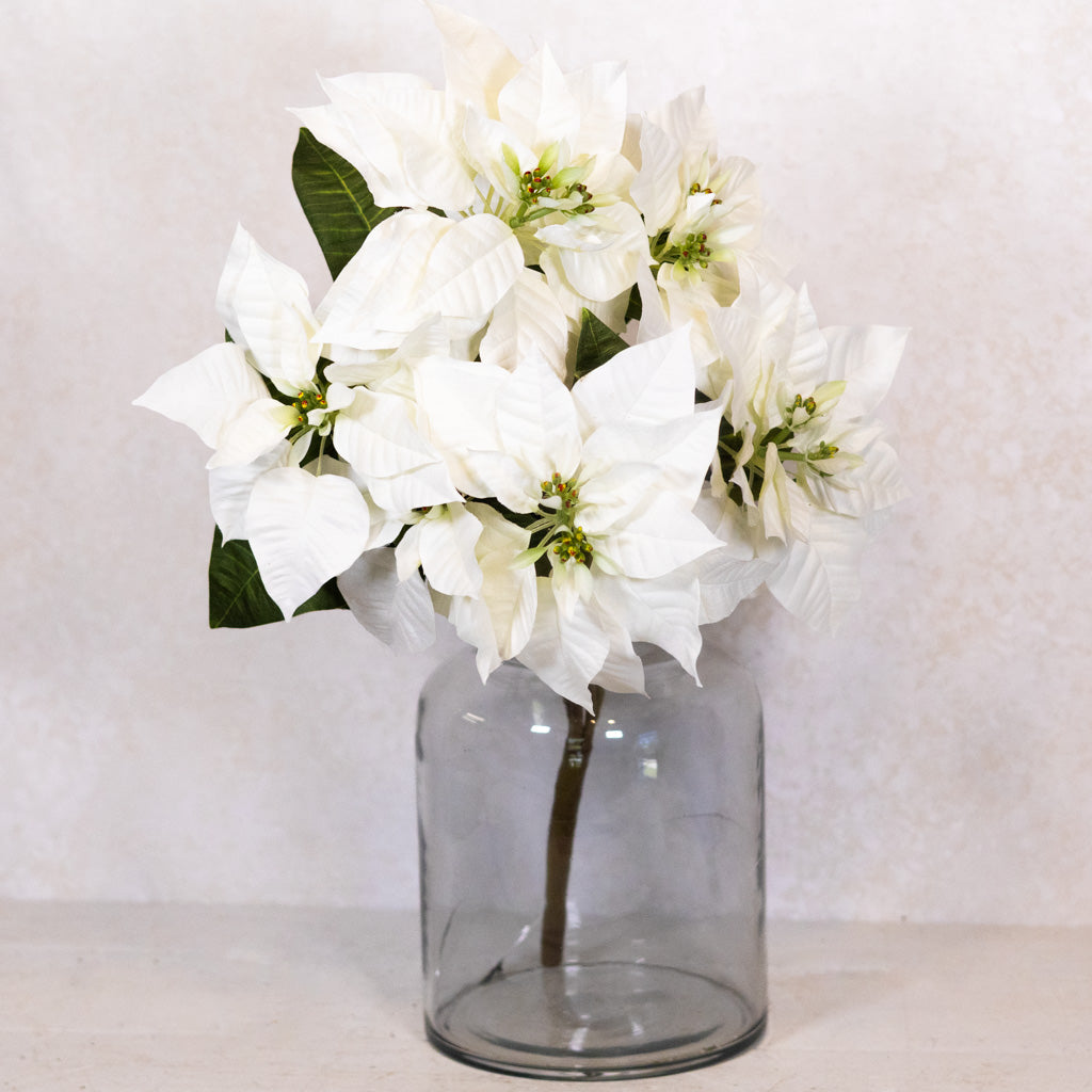 White Poinsettia Bush Weather Resistant Branches Designs