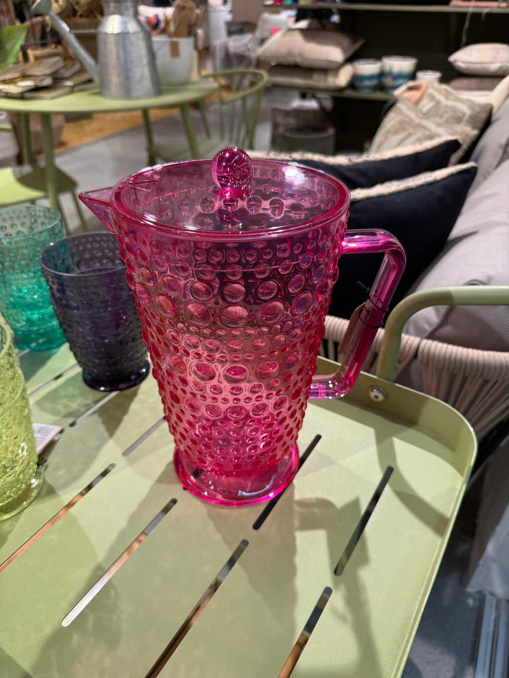 Acrylic Footed Short Drinking Glass with Raised Dots Rust & Cinder