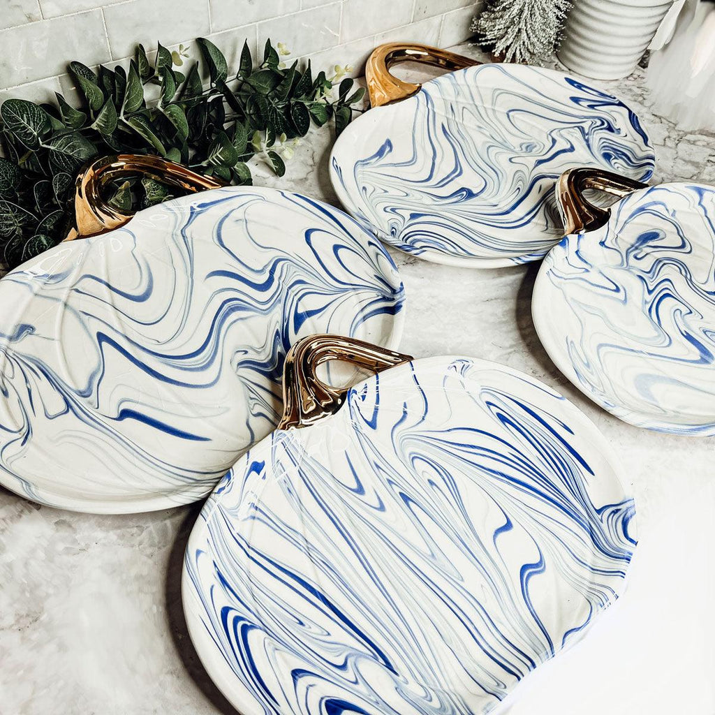 Martha Blue Pumpkin Plate Gia Roma