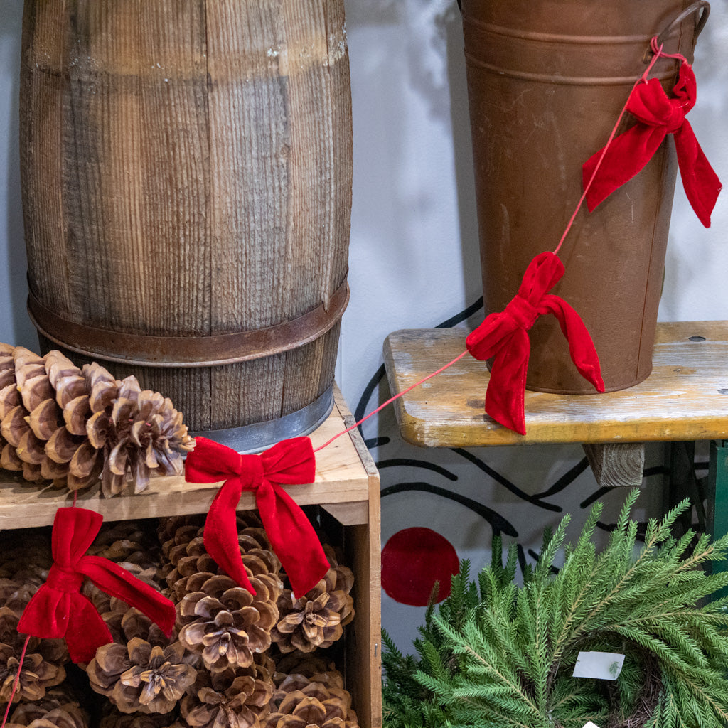 5ft. Red Velvet Bow Garland Branches Designs