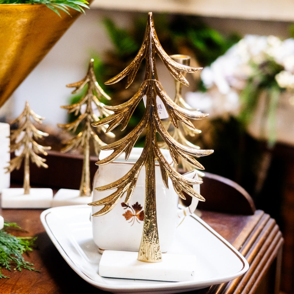 Tall Tree Gold Aluminum on Marble Base Branches Designs