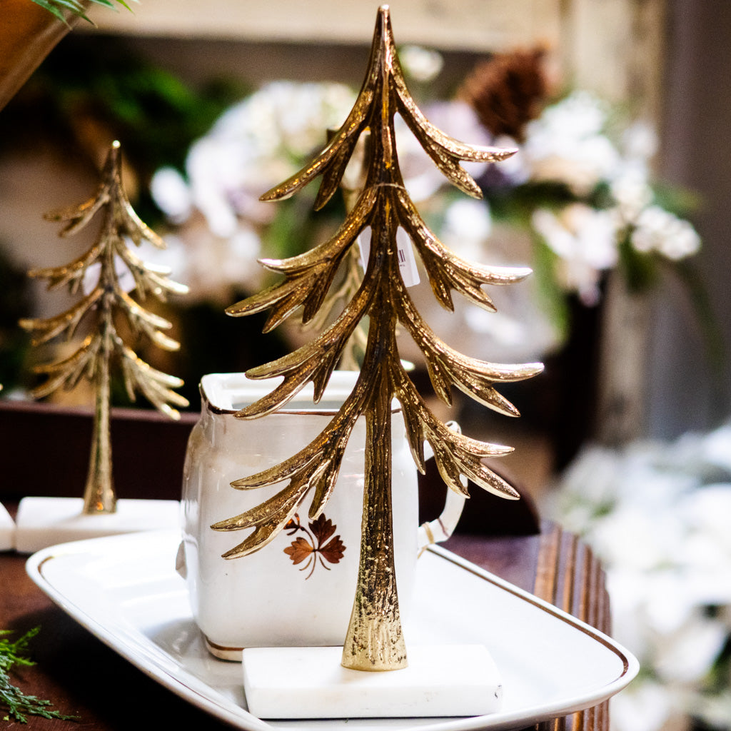 Tall Tree Gold Aluminum on Marble Base Branches Designs