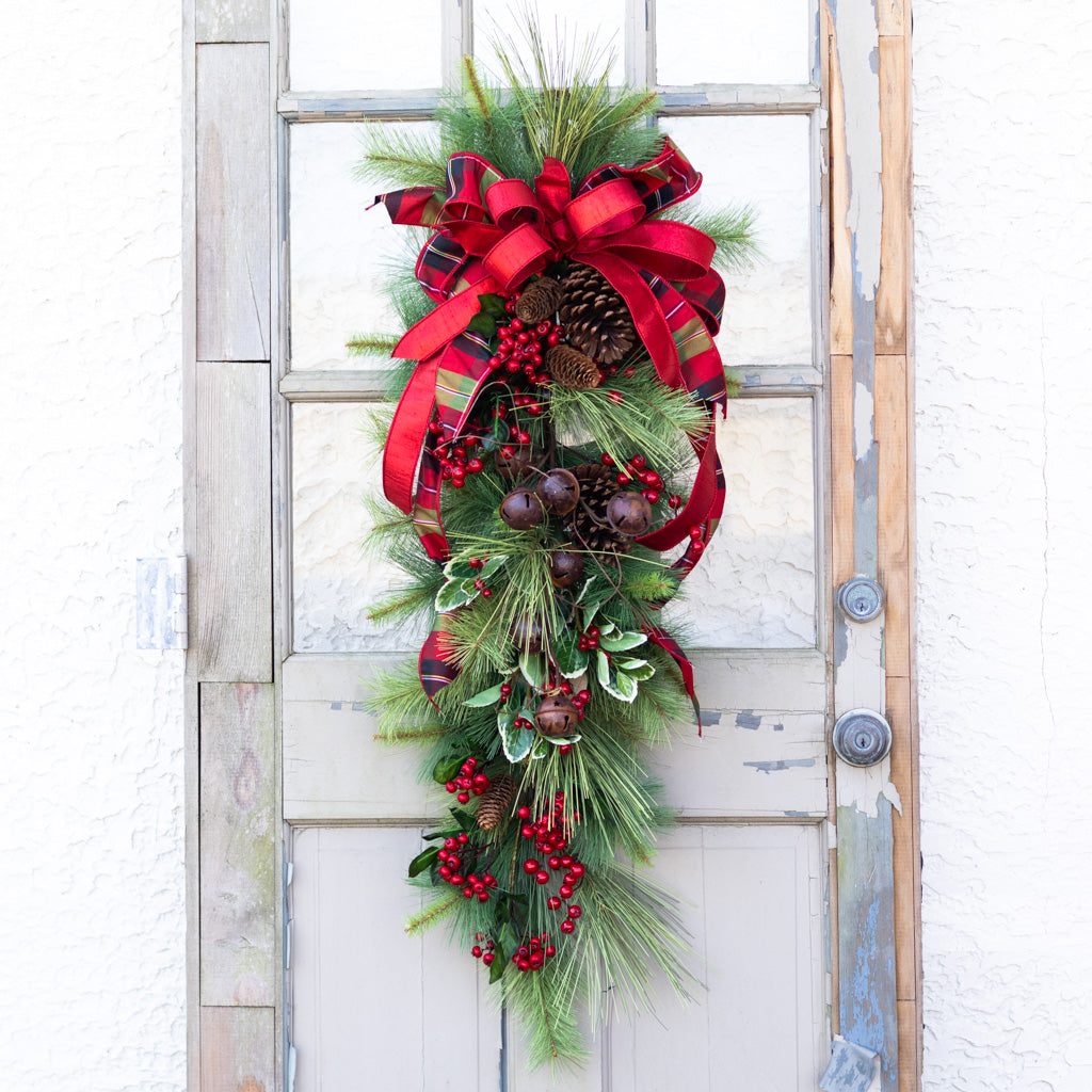 Jingle Bell Holiday Down Drop with Bow Branches Designs