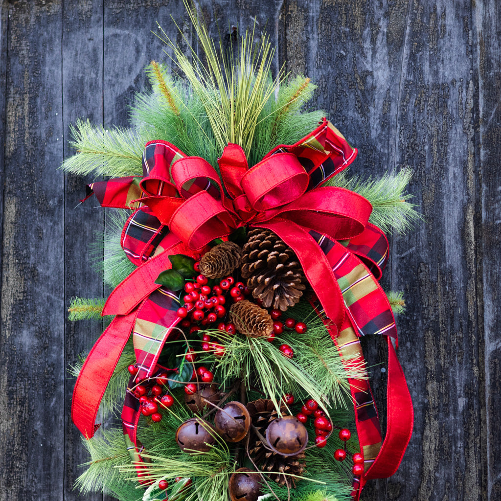 Jingle Bell Holiday Down Drop with Bow Branches Designs