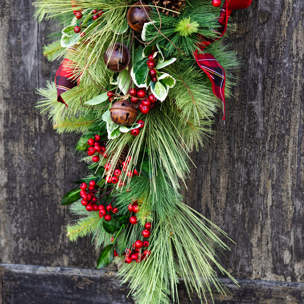 Jingle Bell Holiday Down Drop with Bow Branches Designs