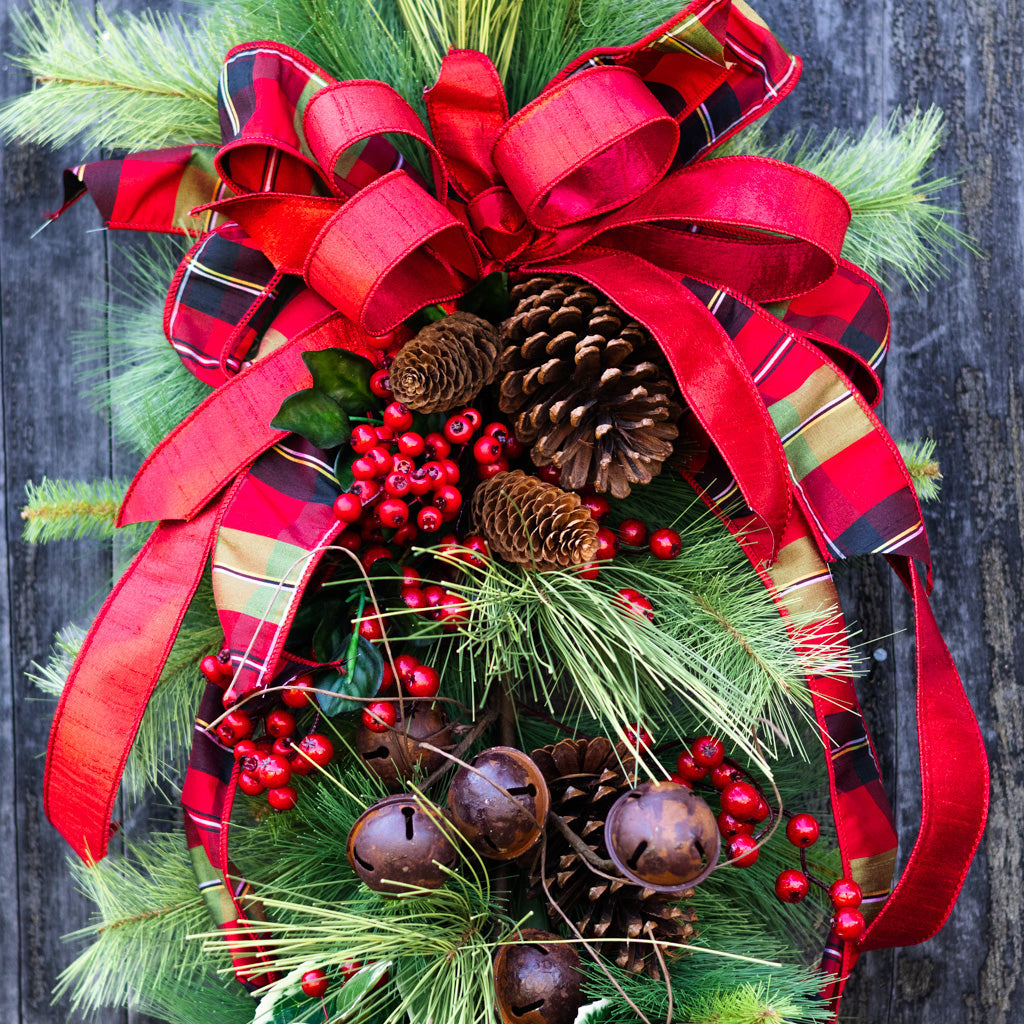 Jingle Bell Holiday Down Drop with Bow Branches Designs