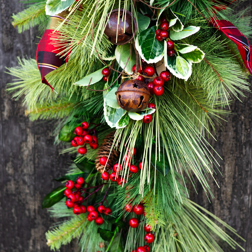Jingle Bell Holiday Down Drop with Bow Branches Designs