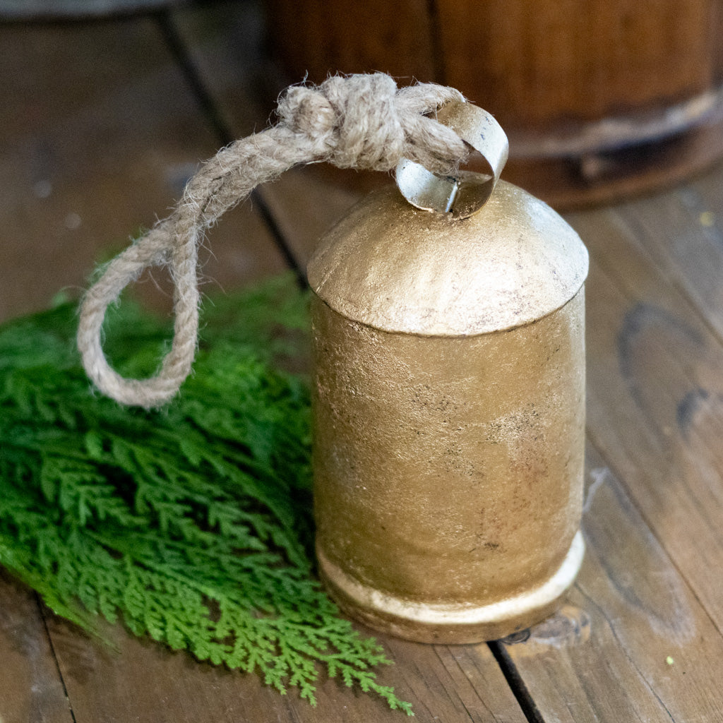 Tall Antiqued Gold Iron with Jute Bell Branches Designs