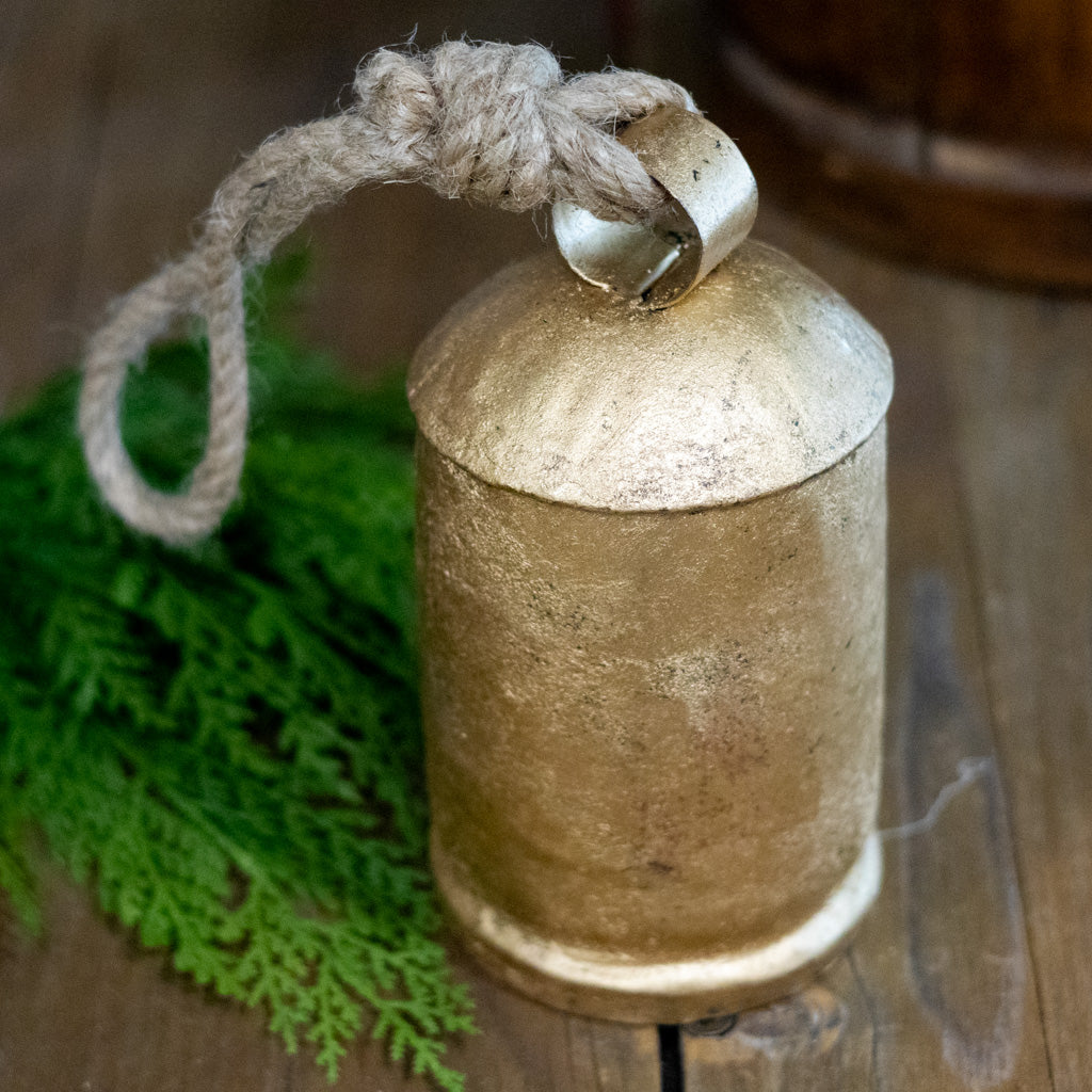 Tall Antiqued Gold Iron with Jute Bell Branches Designs