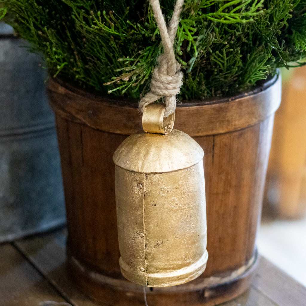 Tall Antiqued Gold Iron with Jute Bell Branches Designs