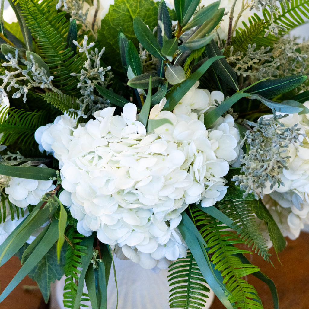 Real Touch White Hydrangea Centerpiece Drop In Branches Designs