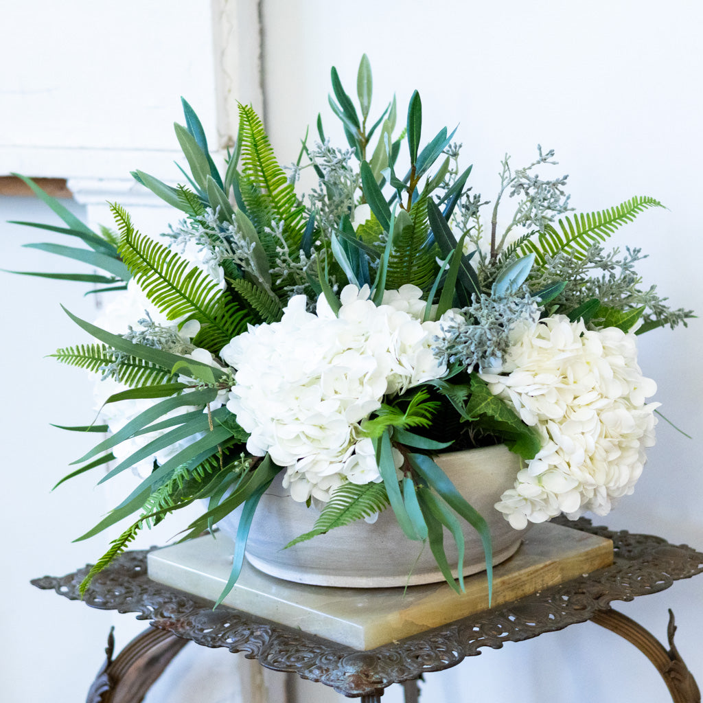 Real Touch White Hydrangea Centerpiece Drop In Branches Designs