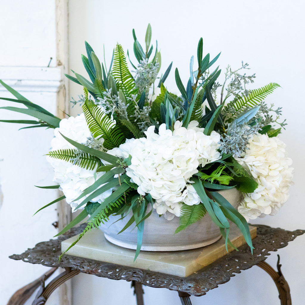 Real Touch White Hydrangea Centerpiece Drop In Branches Designs