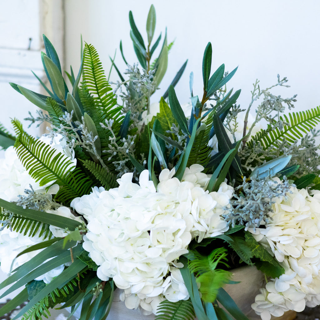 Real Touch White Hydrangea Centerpiece Drop In Branches Designs