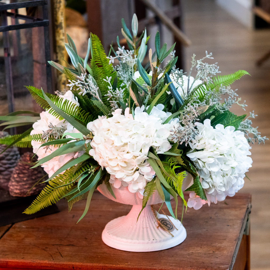 Real Touch White Hydrangea Centerpiece Drop In Branches Designs