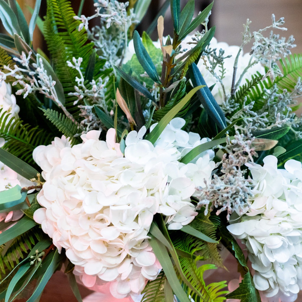 Real Touch White Hydrangea Centerpiece Drop In Branches Designs